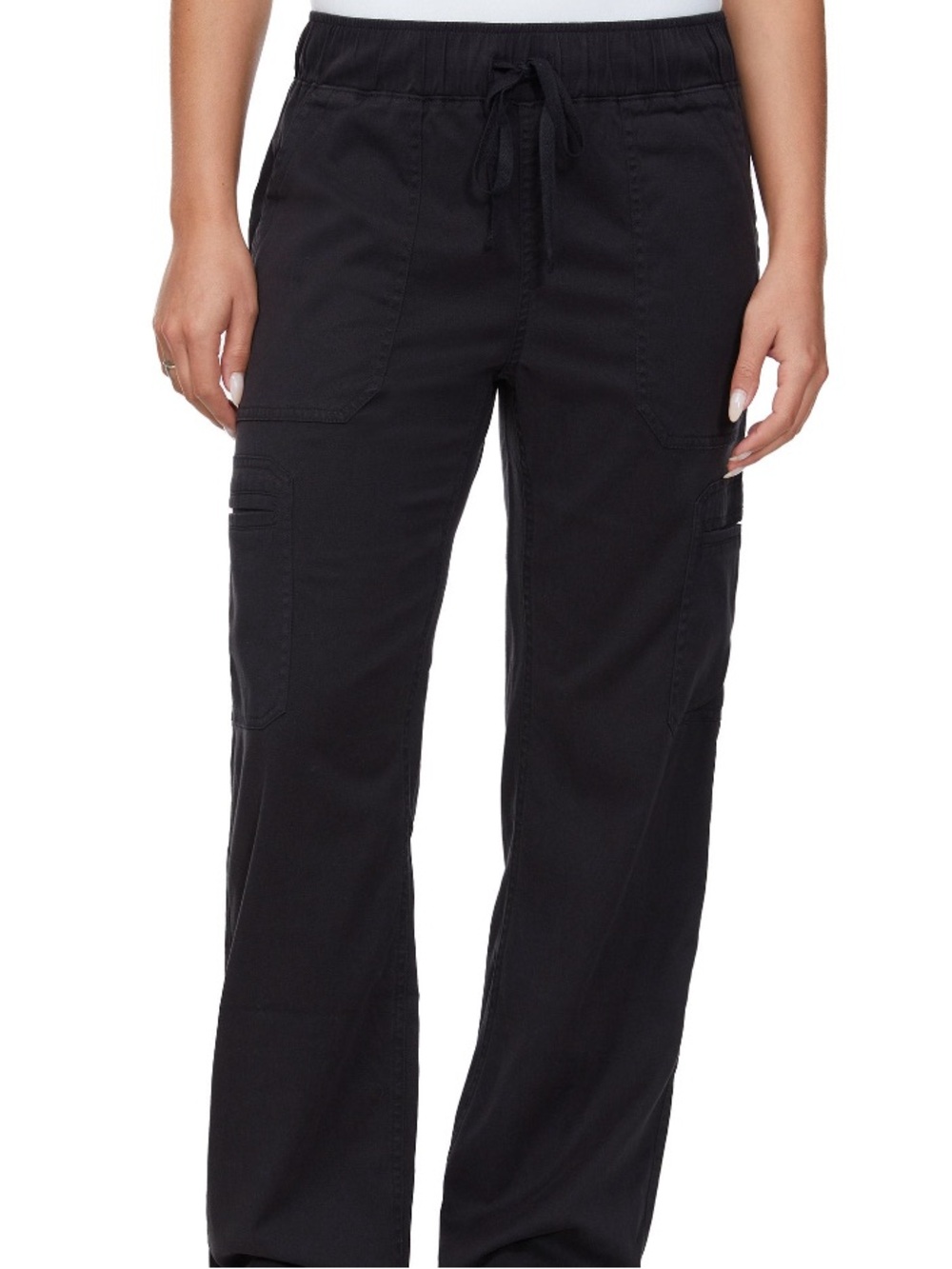 Buffalo tencel pull on Women's Black Drawstring Cargo Pants - Picture 3 of 4